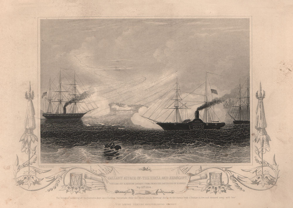 CRIMEAN WAR.Hecla Arrogant,attacking Russians Eckness(Ekenäs Ekenas)1854 1860
